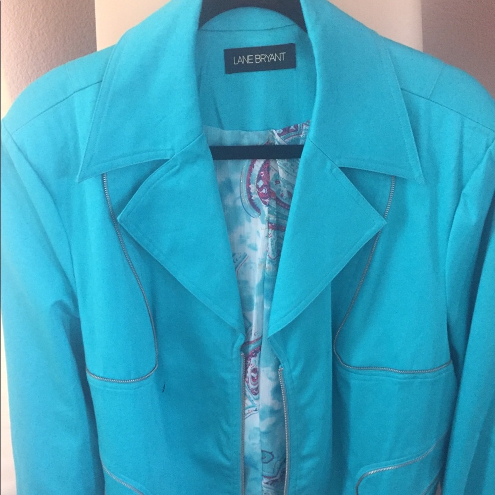 Electric blue jacket w/zipper detail